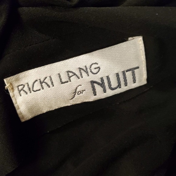 Vintage Ricki Lang for Nuit Women's Black Long Sleeve Dress with Beaded Shoul... - Picture 2 of 6